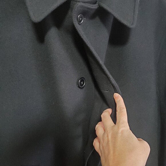 DIESSE Vintage Cashmere Wool Blend Duster Pea Coat Trench Jacket Black Womens XL - Picture 4 of 16